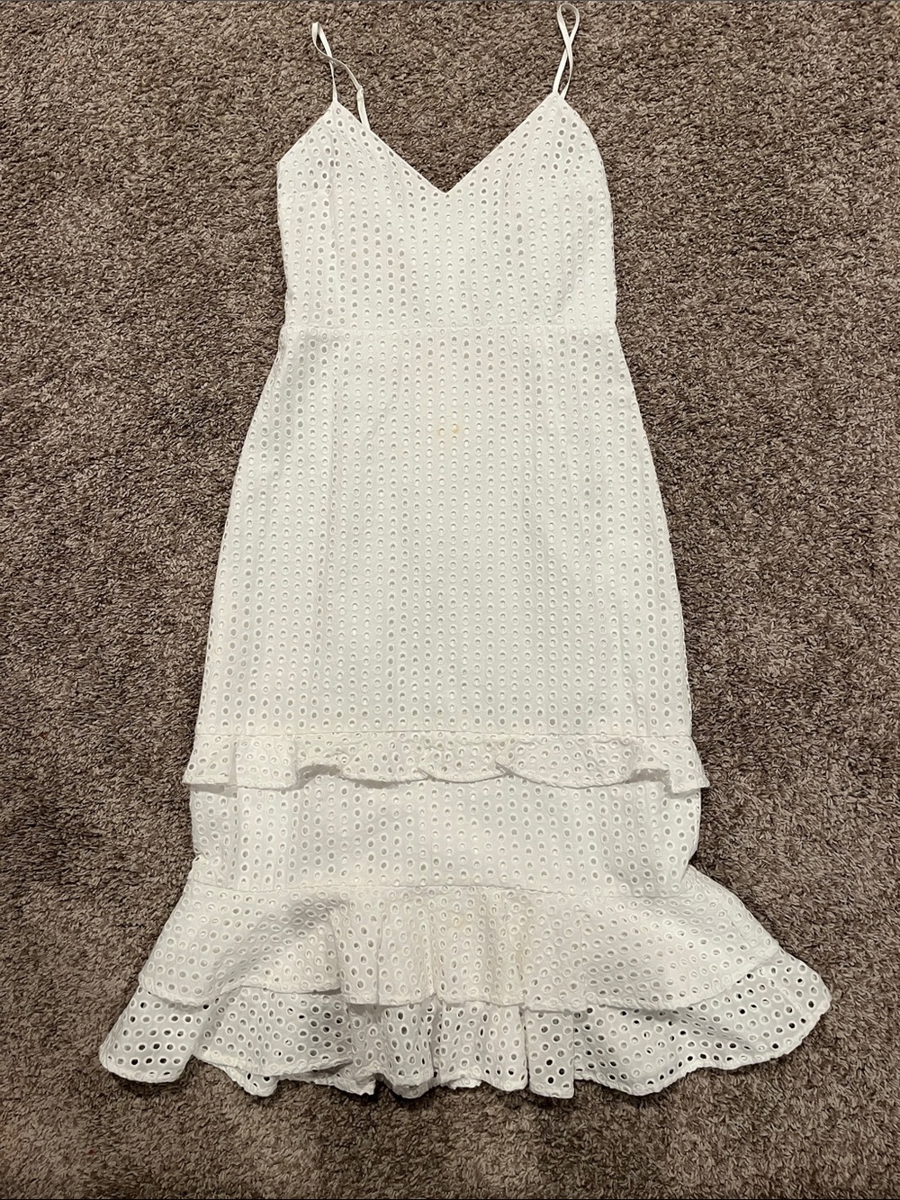 Express White Eyelet Maxi Dress with Ruffle Hem